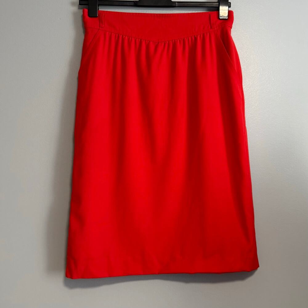 Escada Vintage Red Wool Straight Pencil Skirt 42